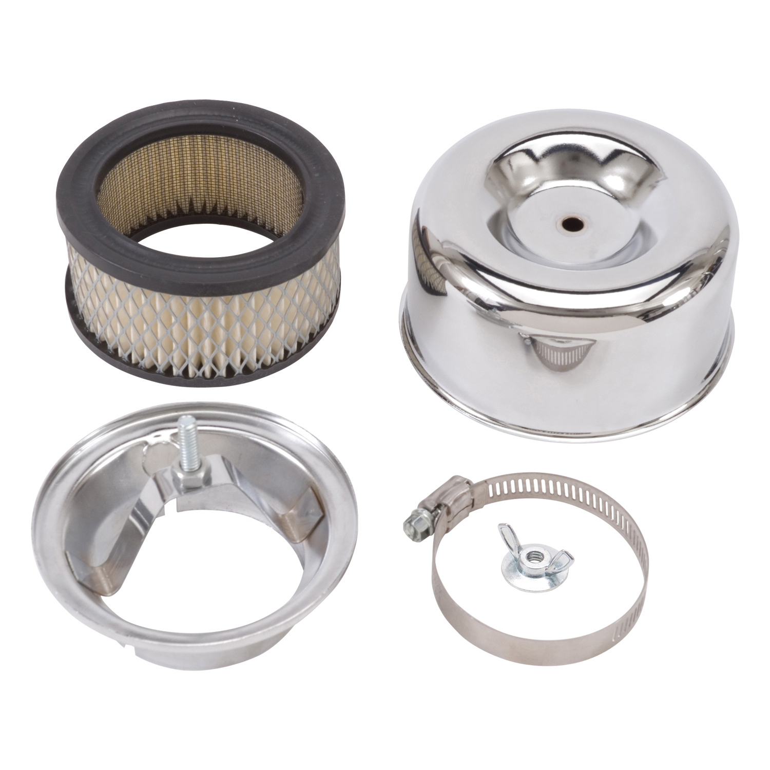 Edelbrock, Air Cleaner, Steel, Chrome, 1202 Edelbrock