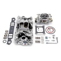 EnduraShine Finish Edelbrock, Intake manifold, Carburetor, Thunder Series, AVS, carb gasket, Bolt Kit, Carb Studs, Throttle linkage, Fuel Line, Fuel, 