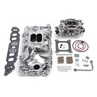 Edelbrock, Intake manifold, Carburetor, Thunder Series, AVS, carb gasket, Bolt Kit, Carb Studs, Throttle linkage, Fuel Line, Fuel, Gas, Induction kit,