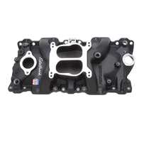 21043, Chevy, Chevrolet, Edelbrock, Intake Manifold, Intake, Manifold, Dual-Plane, Performer, Black Powder Coated