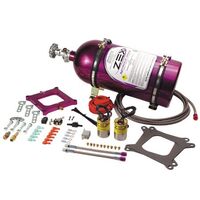 Universal Adjustable Square Flange 4150 Perimeter Plate Nitrous Oxide NO2 Kit System Purple Bottle