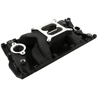 BLACK SBC 350 SMALL BLOCK CHEVY INTAKE MANIFOLD DUAL PLANE RPM AIR GAP TYPE