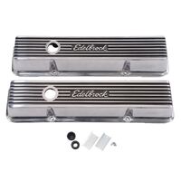 SBC Valve Rocker Covers PCV Breather hole, Polished Finned Aluminum, 327 350, 400 SMALL BLOCK CHEVY