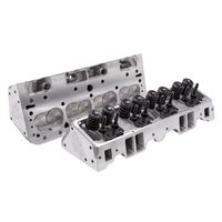 Chevy 350 Cylinder Heads, E Street 185cc, 70cc, Assembled Pair, suit Hydraulic Flat Tappet, Straight Plug