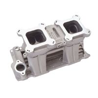 Intake Manifold Tunnel Ram Dual Carby Inlet, Small Block Chevy 350 SATIN SBC