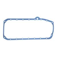 SBC CHEVY OIL SUMP PAN GASKET KIT 1 Piece Dual Dipstick Blue Silicone Rubber. 