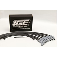 9MM V8 Universal Spark Plug leads Wires Kit, Unfinished, Cut to length, 90 deg  HEI Cap /45 deg Grey Plug Boots, Black leads, inc Numbers