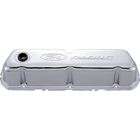 FORD SBF Windsor Chrome Steel Valve Rocker Covers 302W 347W 351W Raised Ford Racing Logo