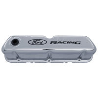 FORD SBF Windsor Chrome Steel Valve Rocker Covers 302W 347W 351W Ford Racing Logo
