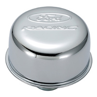 FORD SBF Windsor Breather Push In - Chrome - Ford Racing Logo 302W 347W 351W 1-1/4" hole