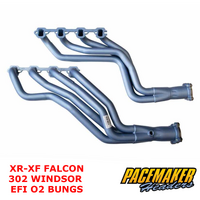 Ford 302 Windsor Headers, V8 OEM & GT40P Heads, XR-XF Falcon, Fairlane, 02 Bungs, Blue Finish, 4 into 1, Tuned length, Extractors