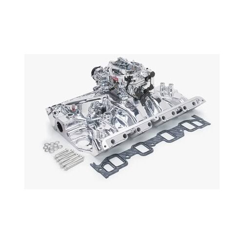 Edelbrock, Intake manifold, Carburetor, Thunder Series, AVS, carb gasket, Bolt Kit, Carb Studs, Throttle linkage, Fuel Line, Fuel, Gas, Induction kit,