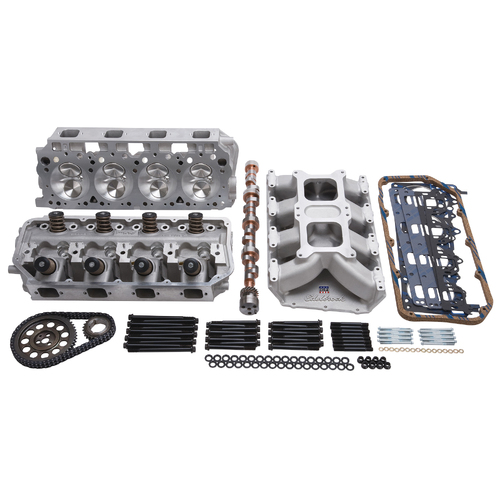 Edelbrock, power package, top end kit, all-in-one-box performance, total power package, intake manifold, intake, heads, cylinder heads, cam, camshaft,