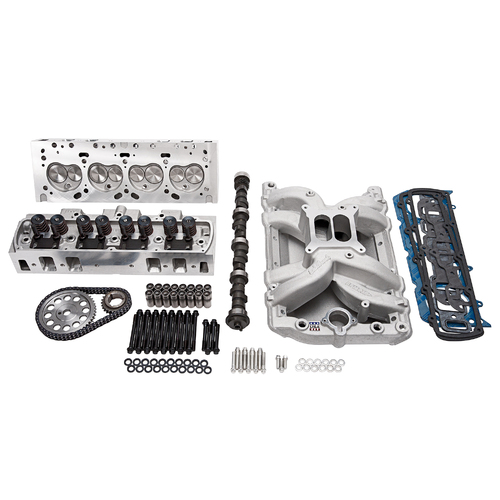 Edelbrock, power package, top end kit, all-in-one-box performance, total power package, intake manifold, intake, heads, cylinder heads, cam, camshaft,