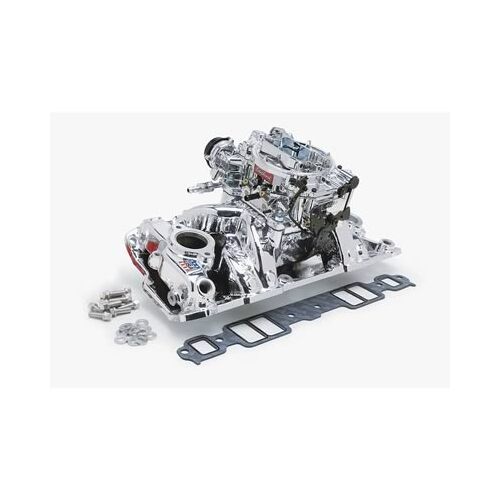 Edelbrock, Intake manifold, Carburetor, Thunder Series, AVS, carb gasket, Bolt Kit, Carb Studs, Throttle linkage, Fuel Line, Fuel, Gas, Induction kit,