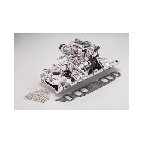 Edelbrock, Intake manifold, Carburetor, Thunder Series, AVS, carb gasket, Bolt Kit, Carb Studs, Throttle linkage, Fuel Line, Fuel, Gas, Induction kit,