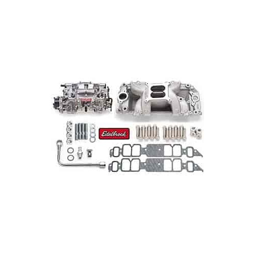 Edelbrock, Intake manifold, Carburetor, Thunder Series, AVS, carb gasket, Bolt Kit, Carb Studs, Throttle linkage, Fuel Line, Fuel, Gas, Induction kit,