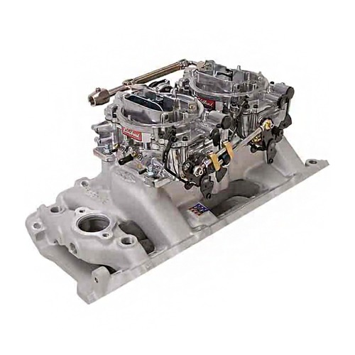 Edelbrock, Intake manifold, Carburetor, Thunder Series, AVS, carb gasket, Bolt Kit, Carb Studs, Throttle linkage, Fuel Line, Fuel, Gas, Induction kit,