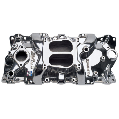 21011, Chevy, Chevrolet, Edelbrock, Intake Manifold, Intake, Manifold, Dual-Plane, Performer, Polished