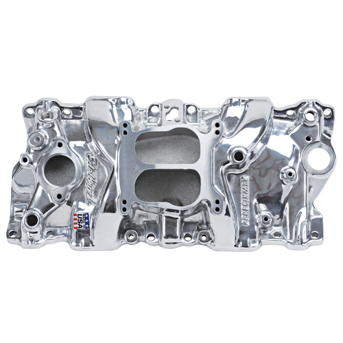 21041, Chevy, Chevrolet, Edelbrock, Intake Manifold, Intake, Manifold, Dual-Plane, Performer, Polished
