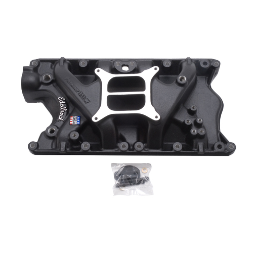 21813, Ford, Edelbrock, Intake Manifold, Intake, Manifold, Dual-Plane, Performer, Black Powder Coated