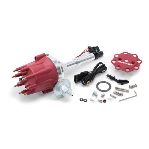 Edelbrock, Distributor, Max-Fire, EFI, Electronic Fuel Injection, Magnetic, Vacuum, Mechanical, HEI, Red, Aluminum, Kit, 22764, Oldsmobile
