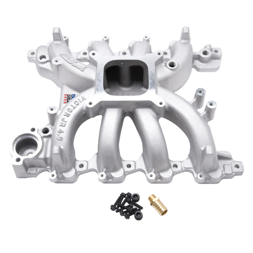 2838, Ford, Edelbrock, Intake Manifold, Intake, Manifold, Single-Plane, Victor JR., Satin