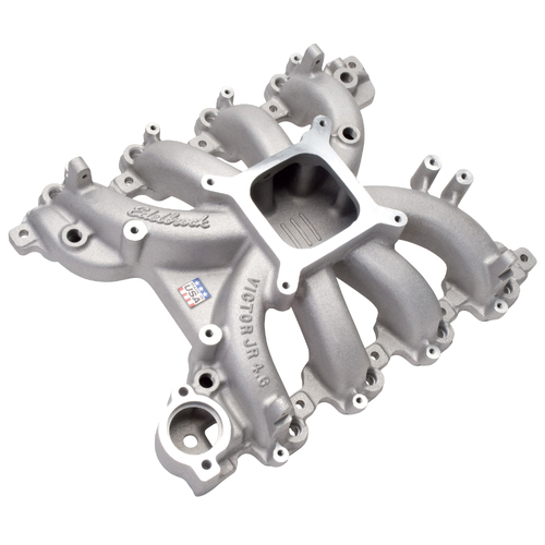 28385, Ford, Edelbrock, Intake Manifold, Intake, Manifold, Single-Plane, Super Victor Jr., Satin, EFI