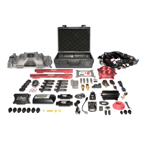 3012350-05E EZ-EFI SBC Multiport System w/ Intake, Fuel System and Red Throttle Body