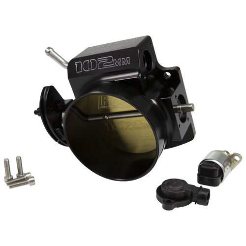 Black Big Mouth Billet 102mm Throttle Body for GM LS with TPS and IAC. LS1 LS2 LS3 LSxR manifolds
