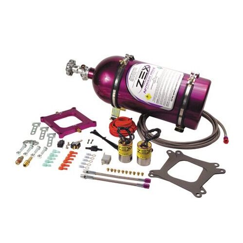 Universal Adjustable Square Flange 4150 Perimeter Plate Nitrous Oxide NO2 Kit System Purple Bottle