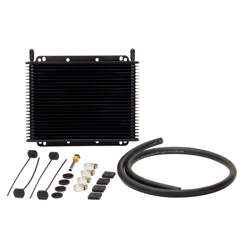 Large Max-Cool Transmission Oil Cooler KIT 11 in x 7.75 in. Black Aluminium, Plate & Fin