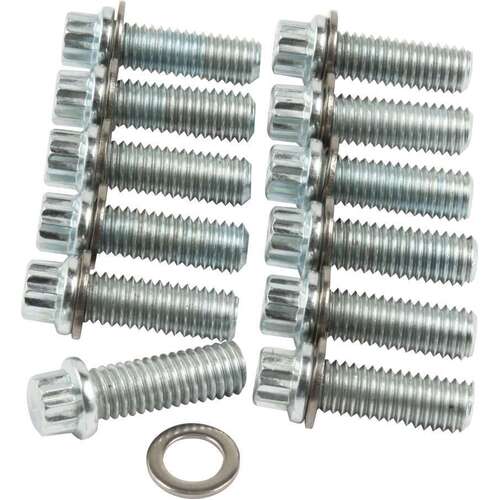 Intake Manifold Bolt Kit, 12 Point Head, Steel, Zinc Oxide 350 Small Block Chevy / Mopar A / B-Series, Set of 12