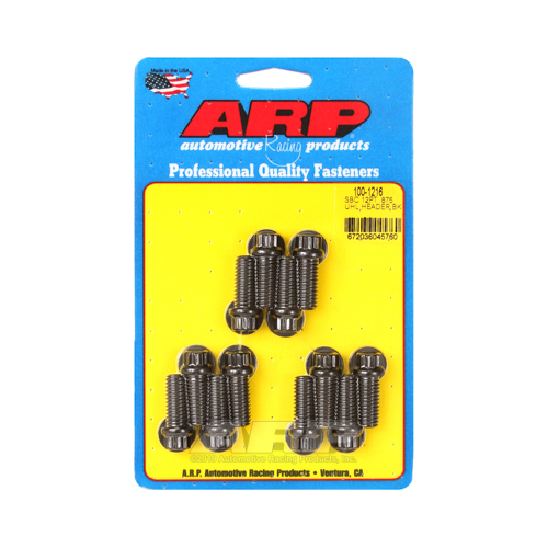 SB CHEVY V8 EXHAUST EXTRACTOR HEADER BOLTS SET 3/8" 12 POINT BLACK