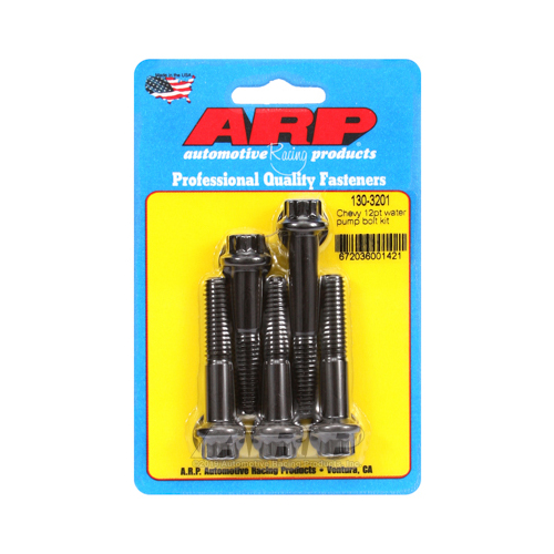 CHEVY Water Pump Bolts 12 point, Black Oxide Polished SBC 350 Small / Big Block Chevy