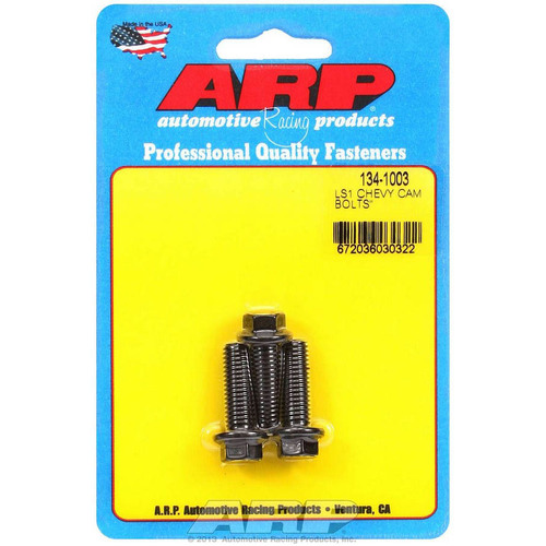  LS Camshaft Gear Mounting Bolts GM LS1 LS2 LS3 GEN III 3 Bolt Type - 6 Point Hex Head Black