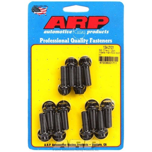 SBC Small Block Chevy Intake Manifold Bolts set, 12 Point, Washers Included, Chromoly, Black Oxide, OEM, 327 350 400