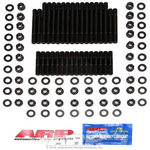 CHEV SBC Cylinder Head Studs Kit, Hex Nuts, Chromoly, Small Block Chevy, 6 Point