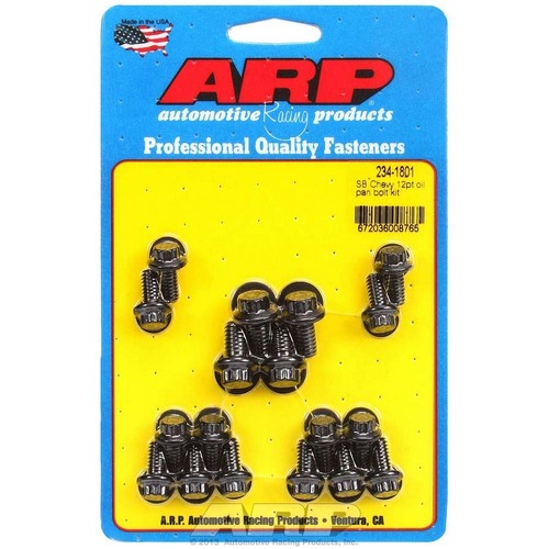 Chevy 350 Oil Pan Sump Bolts Set, Black, 12 Point, Small Block Chevy SBC 327 350 400