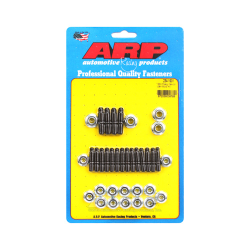 Oil Pan Sump Stud Kit 350 Chevy Small Block SBC hex nut, black