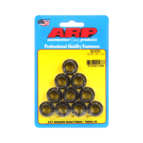 1/2-20 UNF 12pt nuts kit - 12 Point / Multi Hex, Fine - Head & Main Nuts, Ford, Chevy. Suits 9/16" socket 10 Pack