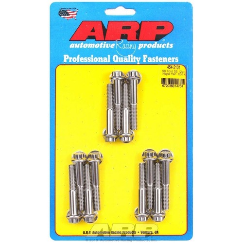 SBF SMALL BLOCK FORD INTAKE MANIFOLD BOLTS SET 12 Point, Washers Included, STAINLESS 302W 351W WINDSOR