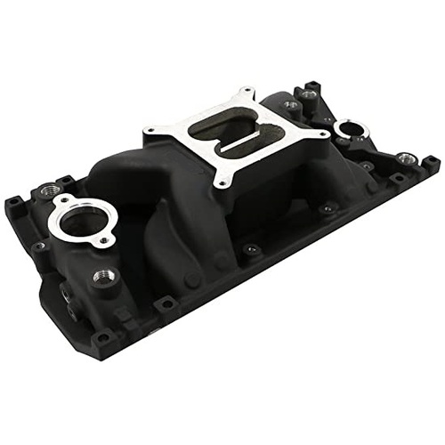 BLACK SBC 350 SMALL BLOCK CHEVY INTAKE MANIFOLD DUAL PLANE RPM AIR GAP TYPE