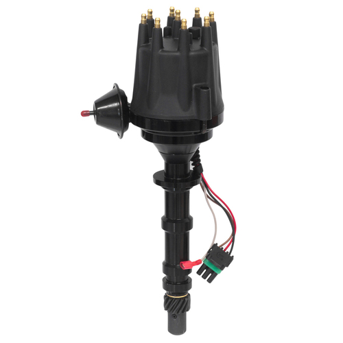 Pro Billet Distributor, SBC, BBC, Chevy 350 & 454. Small Cap HEI caps, Black Body, Steel Gear. Small Block Chevy & Big