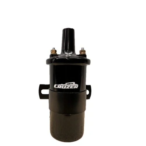 Performance Canister Electronic Ignition Coil - FEMALE post type with bracket. Black, universal replacement cannister style 12v automotive
