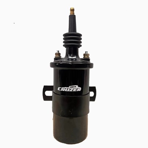 Performance Canister Electronic Ignition Coil - HEI male post type with bracket. Black, universal replacement cannister style 12v automotive