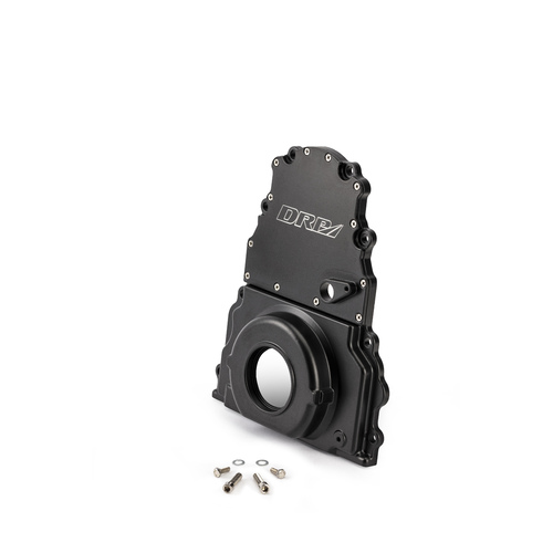 DRP CHEV LS2 LS3 2 PIECE TIMING COVER BLACK WITH CAM SENSOR PROVISION 6.0L 6.2L HOLDEN COMMODORE L98 L77 L76 