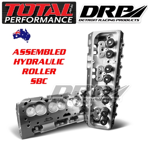 PAIR CHEVY 350 CYLINDER HEADS STRIAGHT PLUG ASSEMBLED PROLINE HYDRAULIC ROLLER SMALL BLOCK CHEVY