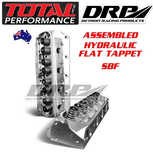 ASSEMBLED PAIR Ford V8 SBF Windsor Aluminium Cylinder Heads by DRP 302 351W HYD FLAT TAPPET