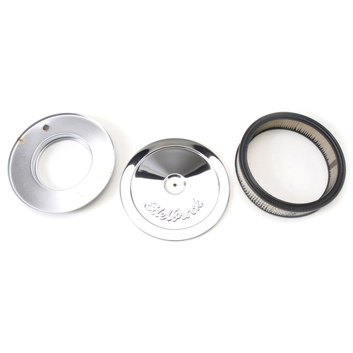 10" Air Cleaner Filter, Round, Chrome, 2" Thick Filter Element